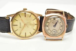 A GENTS 'ACCURIST' WATCH AND A WATCH HEAD, the first with a hand wound movement, round gold dial