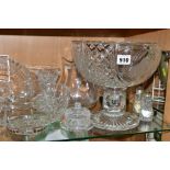 A GROUP OF CUT CRYSTAL AND OTHER GLASSWARES, twenty pieces to include a large Stuart Crystal