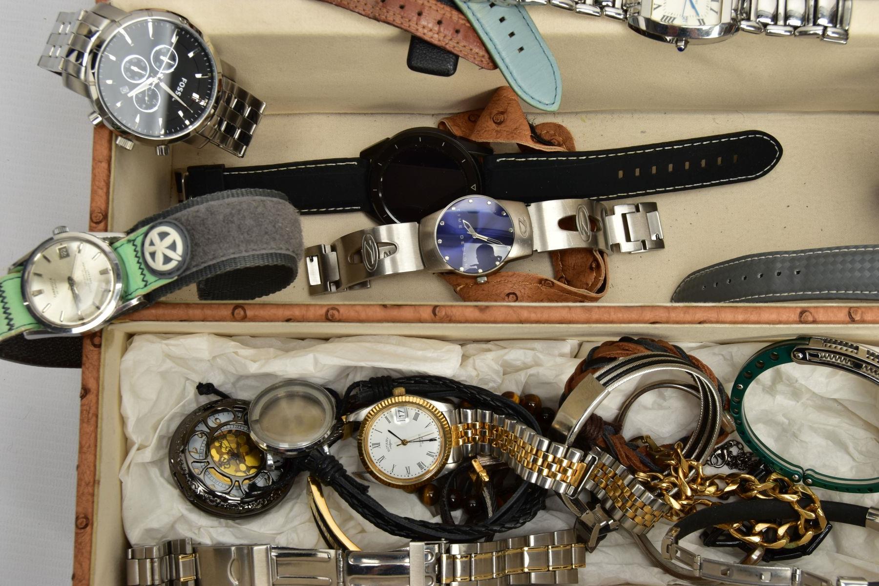 A BOX OF ASSORTED WRISTWATCHES AND JEWELLERY, fifteen wristwatches, names to include Rotary, Eve Mon - Bild 7 aus 8