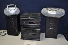 A SONY COMPACT HI-FI comprising a double cassette deck, LBT-V202, CDP-M18 cd player and a PS-LX43P