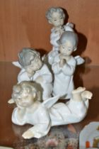 FOUR LLADRO FIGURES OF ANGELS, comprising 'Angel Praying', No. 4538, 'Angel Thinking', No. 4539, '