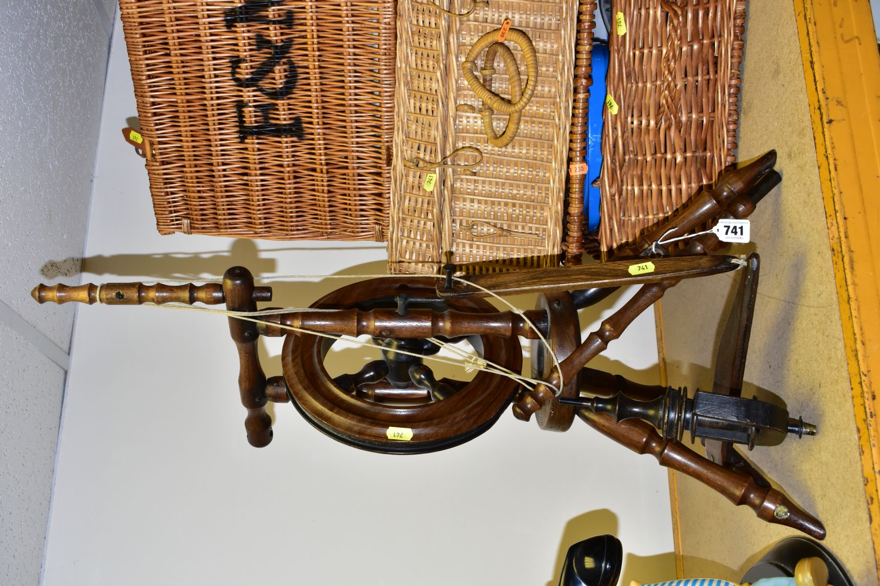A FORTNUM & MASON PICNIC BASKET 34CM X 50CM AND TWO OTHER WICKER PICNIC BASKETS, also an
