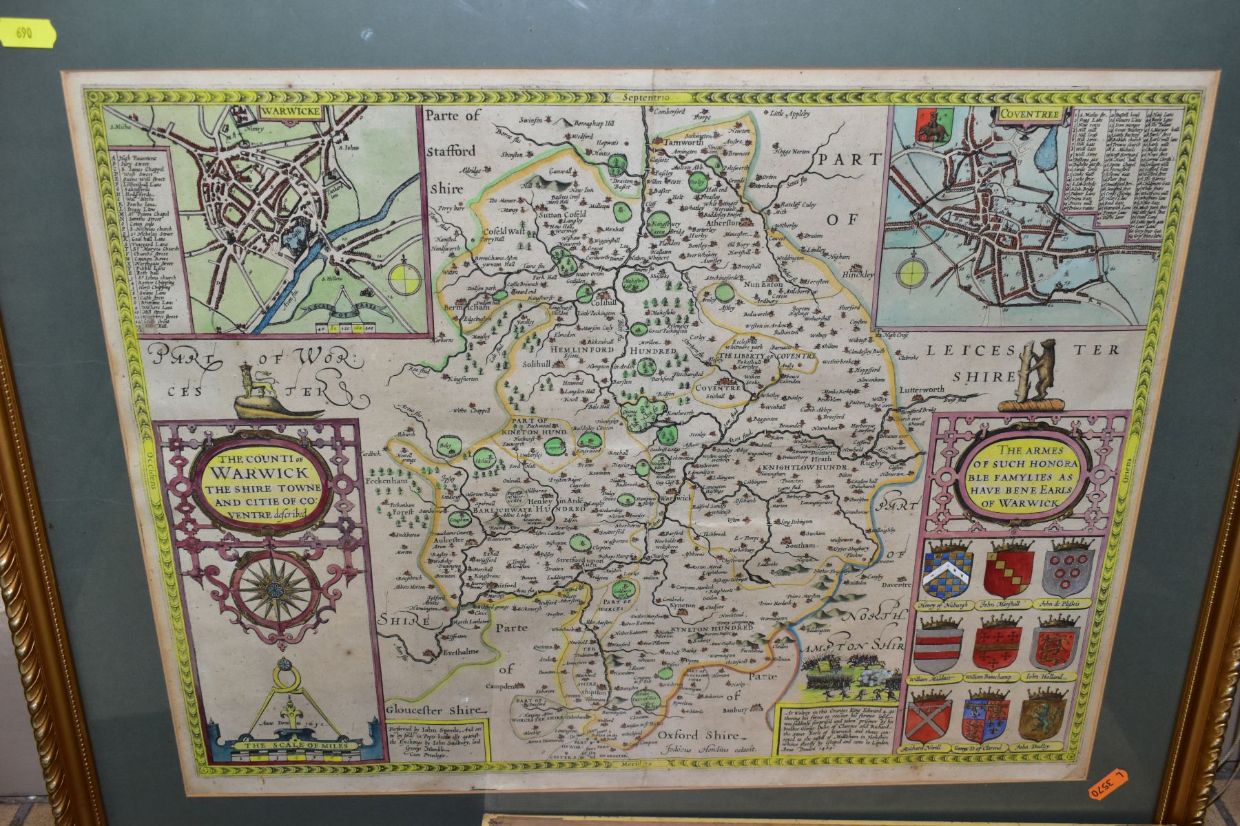 TWENTY ANTIQUE MAPS RELATING TO WARWICKSHIRE, to include Christopher Saxton 1576 amended 1603, - Bild 7 aus 7