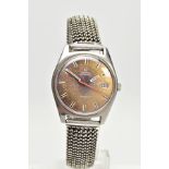 AN 'OMEGA' AUTOMATIC WRISTWATCH, round discoloured gold tone dial signed 'Omega Automatic,
