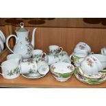 A GROUP OF TEA AND COFFEE SETS, to include a fourteen piece Paragon Rockingham tea set comprising