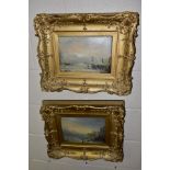 TWO UNSIGNED COASTAL LANDSCAPES CIRCA 1828-1839, possibly depicting fisherman at sunrise and sunset,