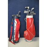 TWO GOLF BAGS CONTAINING CLUBS to include a Wilson golf bag with a set of Apollo clubs, a Karobes