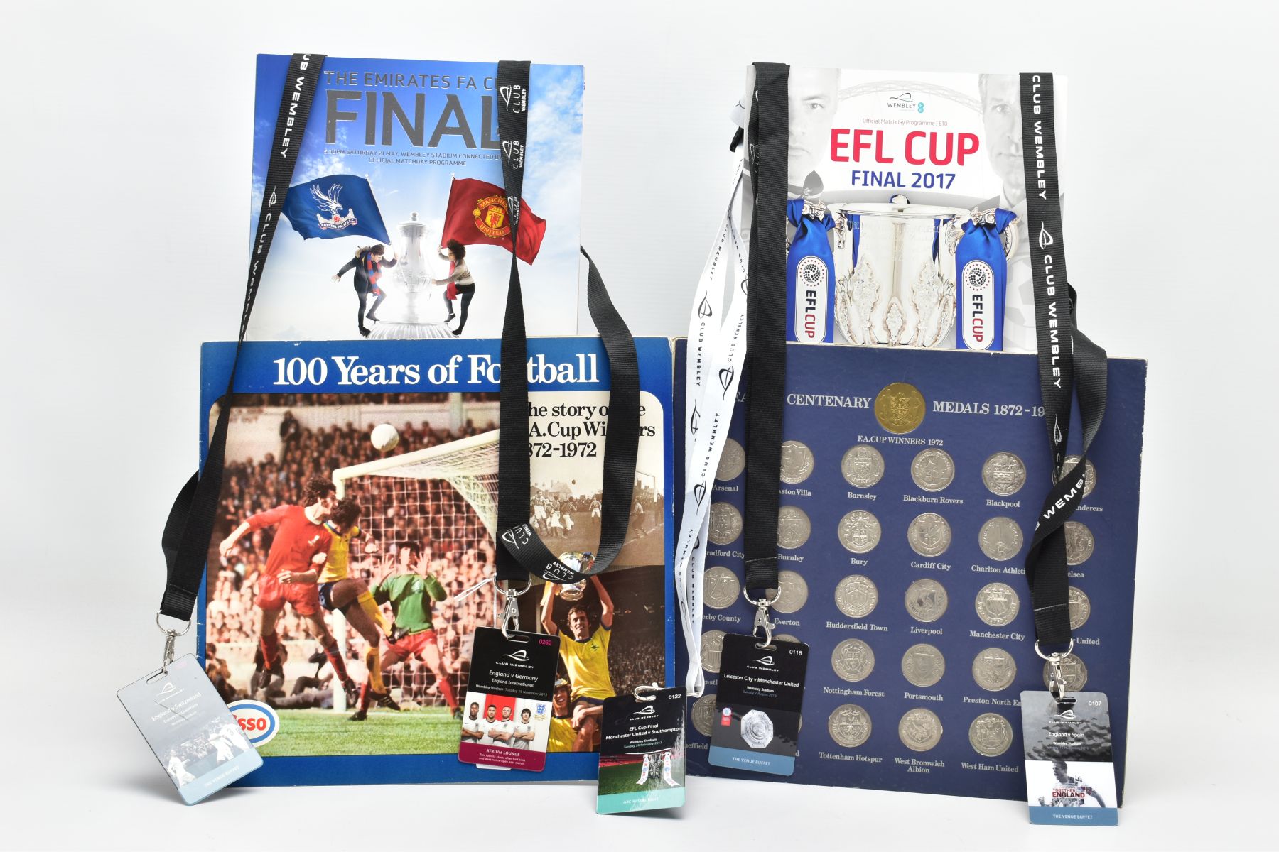 FOOTBALL MEMORABILIA COMPRISING A COMPLETE SET OF ESSO '100 YEARS OF FOOTBALL' FOOTBALL TOKEN,