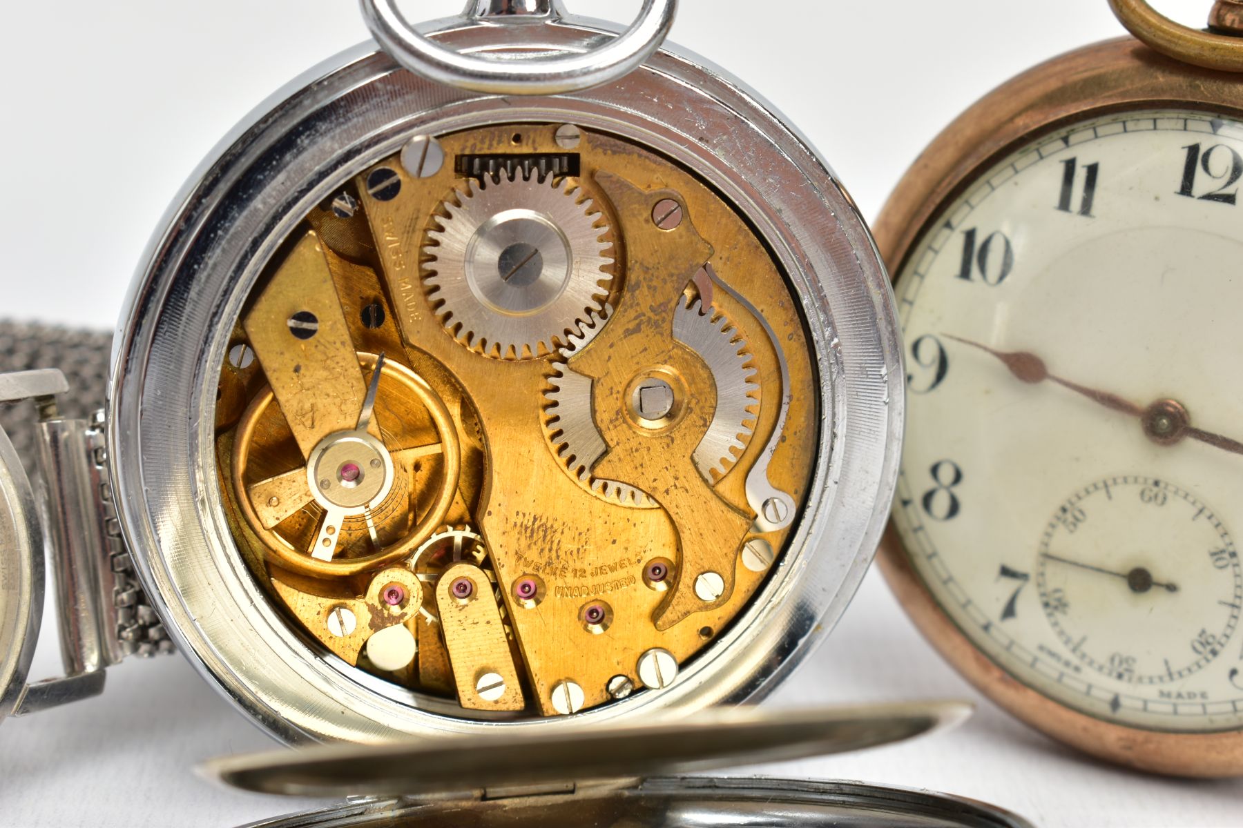 A 'TISSOT' WRISTWATCH AND TWO POCKET WATCHES, the watch has a hand wound movement (requires - Bild 8 aus 8