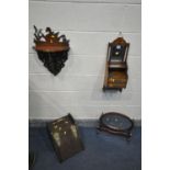 AN EDWARDIAN WALNUT MENS GROOMING CABINET, with a bevelled mirror plate, two drawers, one drawer