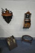 AN EDWARDIAN WALNUT MENS GROOMING CABINET, with a bevelled mirror plate, two drawers, one drawer