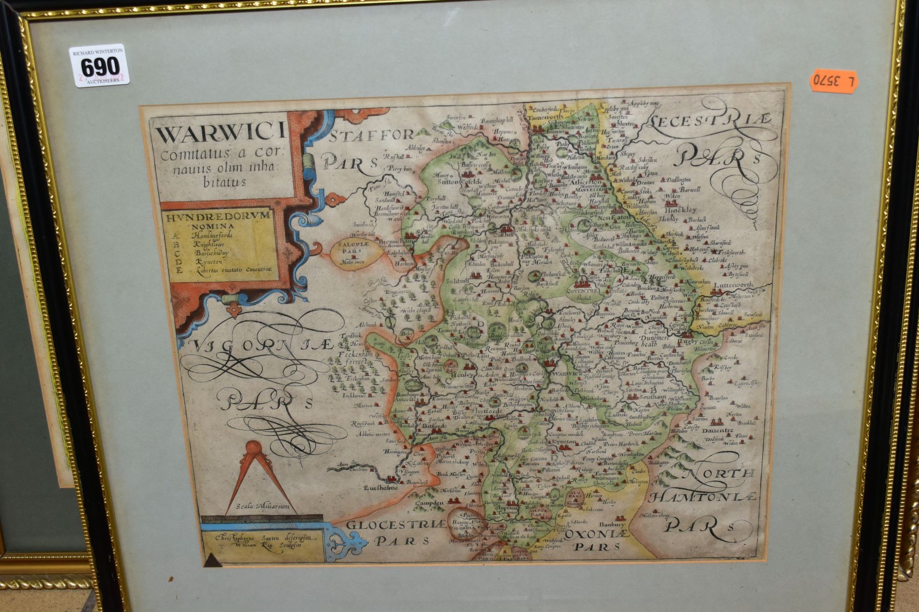 TWENTY ANTIQUE MAPS RELATING TO WARWICKSHIRE, to include Christopher Saxton 1576 amended 1603, - Bild 5 aus 7