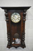 A LATE 19TH CENTURY WALNUT GUSTAV BECKER VIENNA WALL CLOCK (condition - winged bird pediment