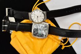 TWO GENTLEMANS WRISTWATCHES, the first a 'Dolce & Gabbana' square black dial with baton markers,