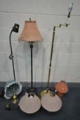 A SELECTION OF LIGHTING, to include a 'Serious' standard lamp, a brassed standard lamp, another