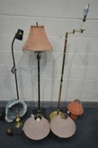 A SELECTION OF LIGHTING, to include a 'Serious' standard lamp, a brassed standard lamp, another