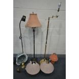 A SELECTION OF LIGHTING, to include a 'Serious' standard lamp, a brassed standard lamp, another