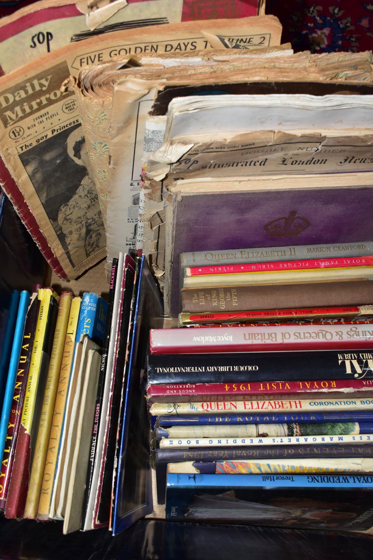ROYAL EPHEMERA, a collection of books, early 20th century news publications and a scrapbook relating