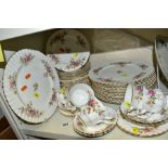 A ROYAL ALBERT 'MOSS ROSE' DESIGN PART DINNER SERVICE, consisting of five cups, six saucers, four