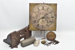 A 18TH CENTURY HOOK AND SPIKE 12-INCH BRASS WALL CLOCK, signed Edward Bilbie of Chew Stoke, the