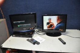 A SAMSUNG LE19R71B 19in Analogue TV with remote, a Panasonic HDD player with remote and a Technika