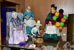 FOUR ROYAL DOULTON FIGURES, comprising 'River Boy' HN2128, 'The Favourite' HN2249, 'The Old