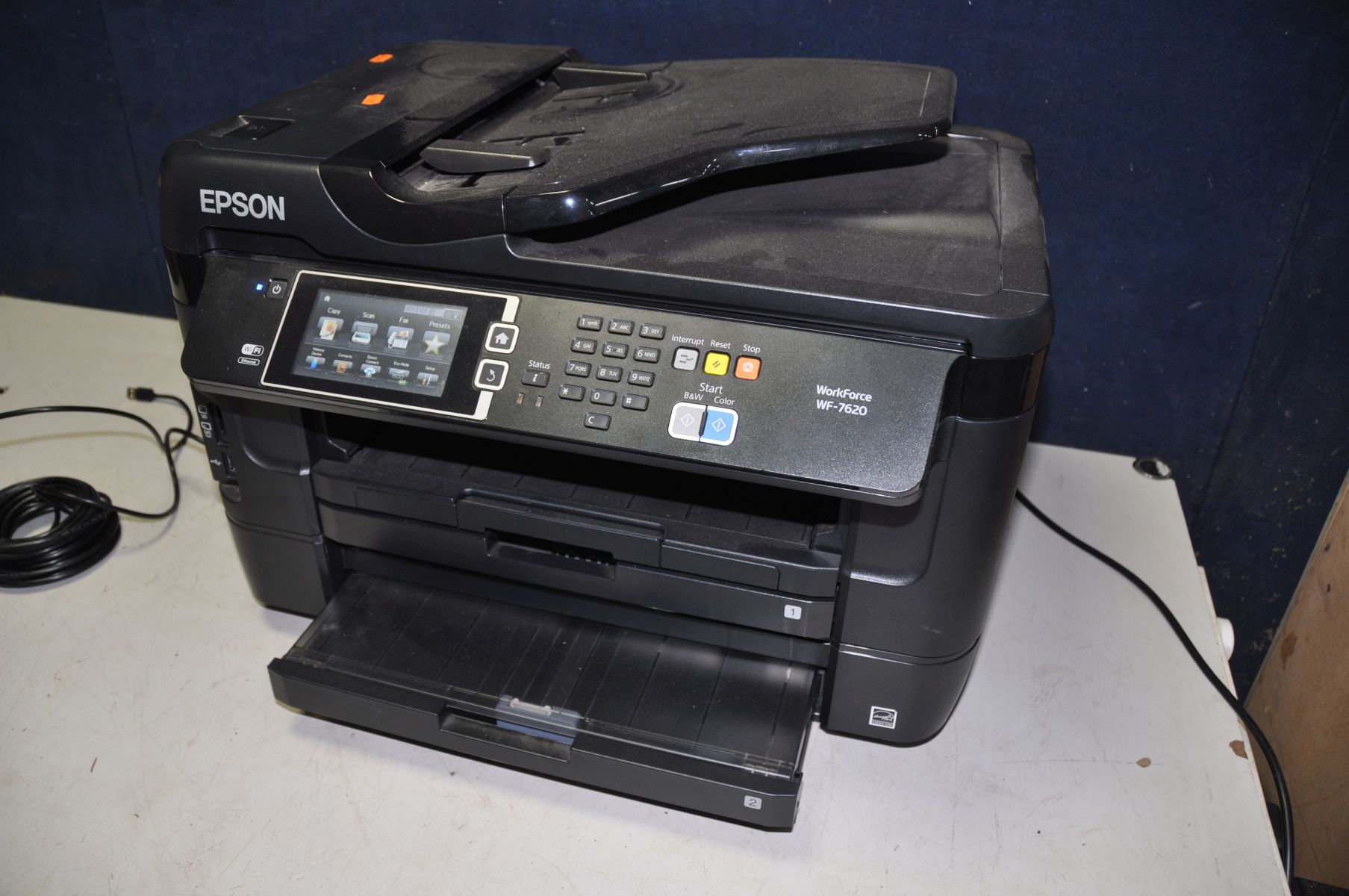 AN EPSON C441C WF7620 ALL IN ONE PRINTER (PAT pass and powers up but untested)