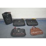 A SELECTION OF LUGGAGE, to include two garment bags, a holdall bag and two hand luggage bags (5)