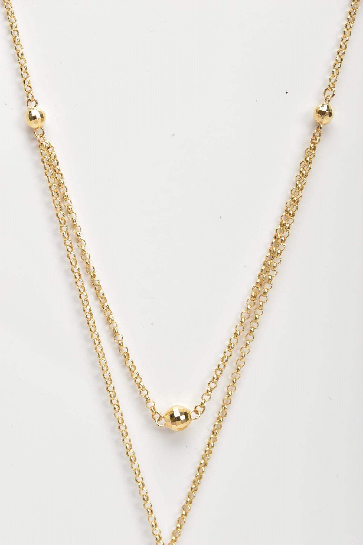 AN 18CT GOLD CHAIN NECKLACE, a fine trace chain, fitted with an additional part chain to appear as a - Bild 6 aus 6
