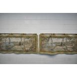 A PAIR OF MODERN MACHINE MADE ITALIANATE SCENE TAPESTRIES, with floral border, length 200cm x height