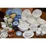 A QUEEN'S FINE BONE CHINA SIXTY TWO PIECE 'FRANCINE' DINNER SERVICE AND OTHER CERAMICS, to include a