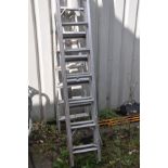AN ALUMINIUM DOUBLE EXTENTION LADDER, and two aluminium step ladders (3)