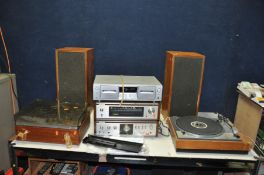 A GOLDRING LENCO GL75 TRANSCRIPTION TURNTABLE (no lid, needle and drive working), a vintage Sony