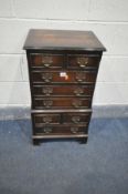 A MAHOGANY SMALL CHEST OF EIGHT DRAWERS, width 42cm x depth 32cm x height 79cm (condition -