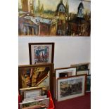 PAINTINGS AND PRINTS ETC, to include an oil on canvas depicting a city skyline, signed Setford,