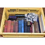 A BOX OF ANTIQUARIAN BOOKS, approximately twenty six books to include Bibles, Psalms and Common