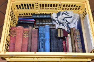 A BOX OF ANTIQUARIAN BOOKS, approximately twenty six books to include Bibles, Psalms and Common