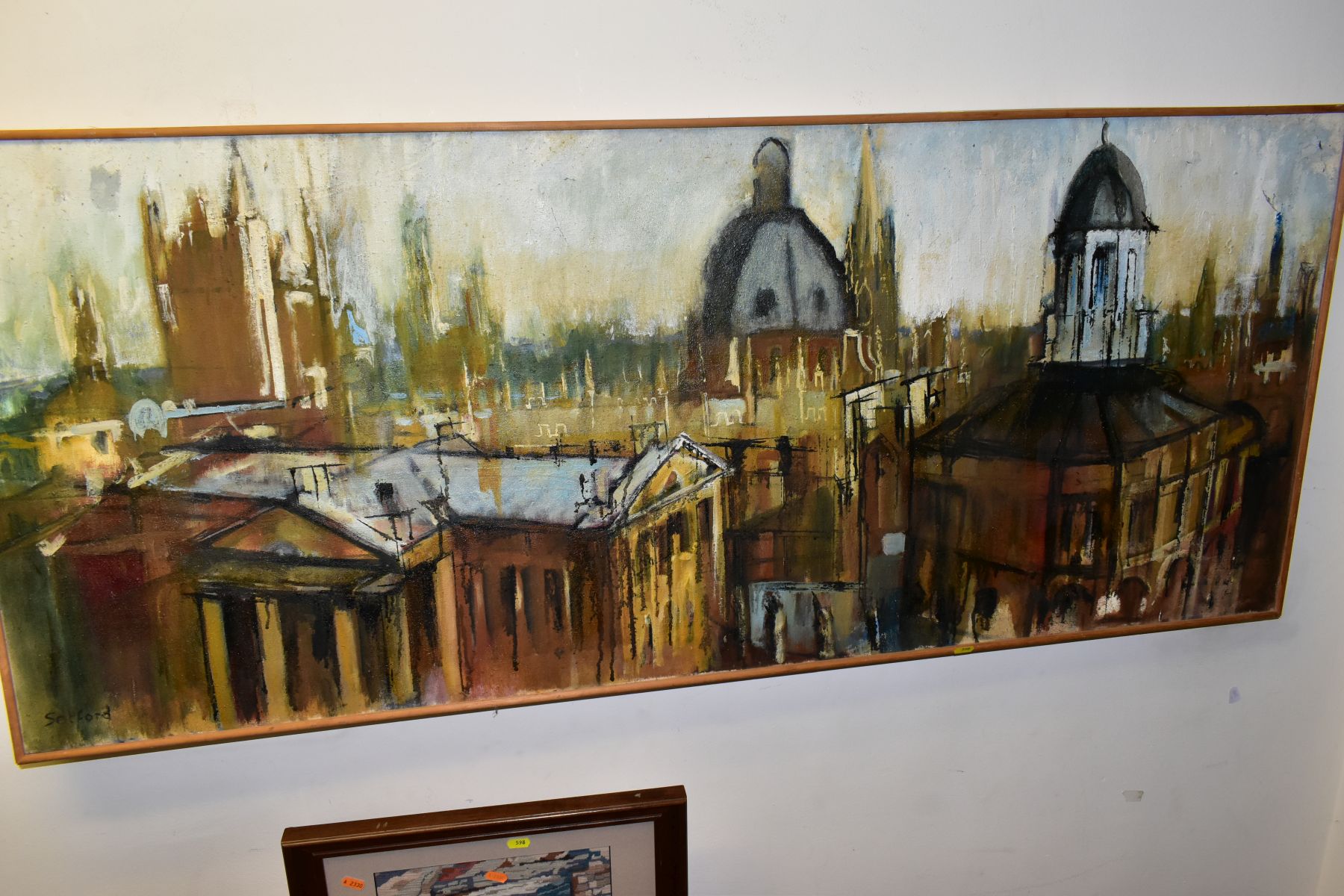 PAINTINGS AND PRINTS ETC, to include an oil on canvas depicting a city skyline, signed Setford, - Bild 6 aus 6