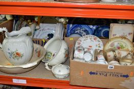 THREE BOXES AND LOOSE CERAMICS, to include Crown Devon blush ivory pieces including a Spring pattern