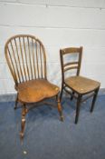 A REPRODUCTION ELM WINDSOR CHAIR, with a crinoline stretcher (condition:-animal scratches/bite marks