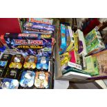 A COLLECTION OF JIGSAWS AND BOARD GAMES INCUDING STAR WARS MONOPOLY, CLUEDO, SCRABBLE, also