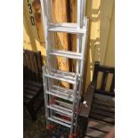 A CLIMA ALUMINIUM DOUBLE EXTENTION LADDER, three other aluminium ladder extensions, etc (6)