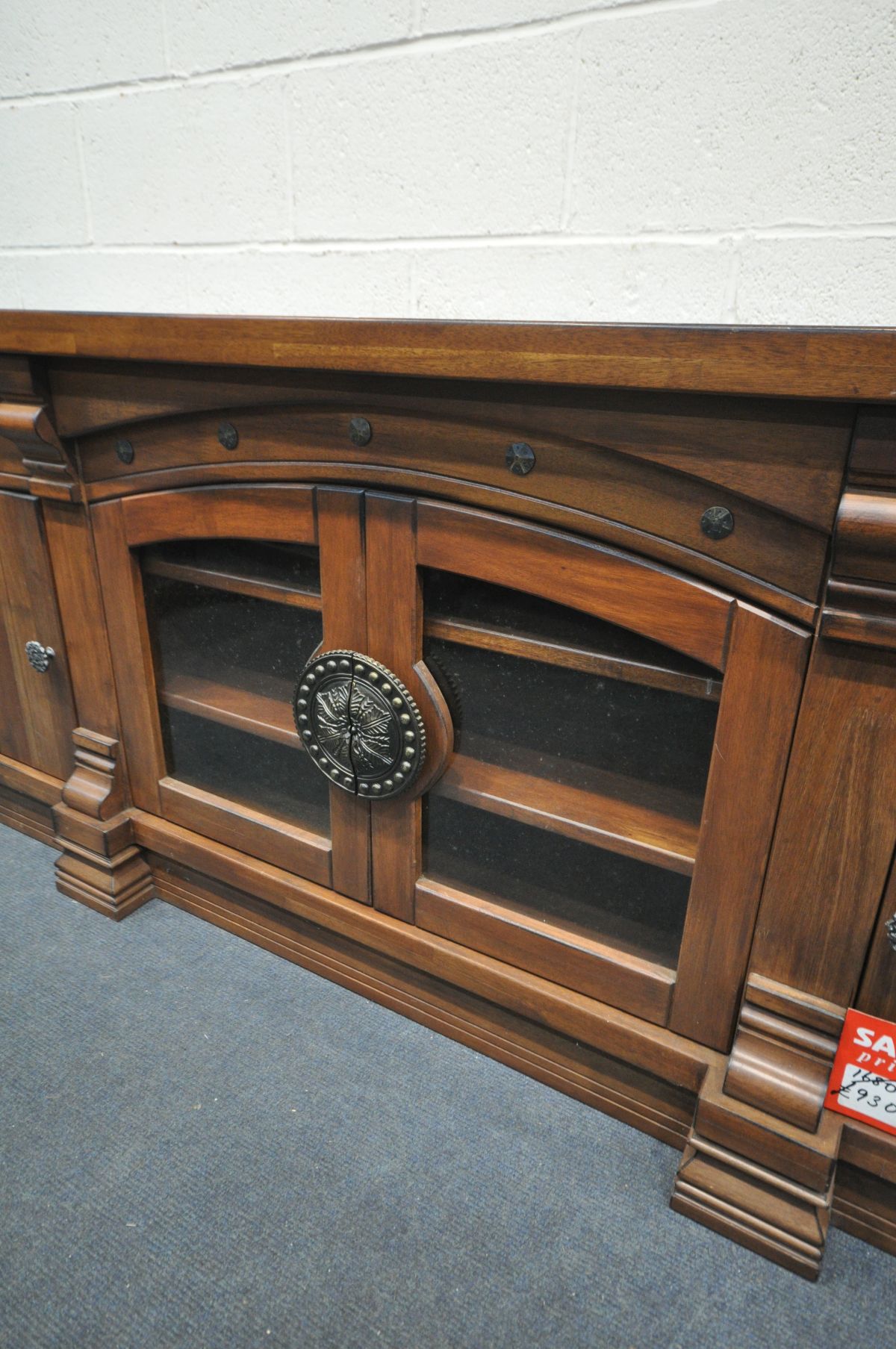 A HEAVY CHERRYWOOD SIDEBOARD, with drawers, and cupboard doors, width 199cm x depth 55cm x height - Image 3 of 3