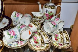 A FOLEY BONE CHINA 'FLORENCE' PATTERN FIFTEEN PIECE COFFEE SET, comprising coffee pot, cream jug,