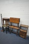 A SELECTION OF EARLY 20TH CENTURY OCCASIONAL FURNITURE, to include a walnut Sutherland table, walnut