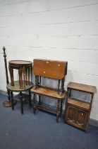 A SELECTION OF EARLY 20TH CENTURY OCCASIONAL FURNITURE, to include a walnut Sutherland table, walnut