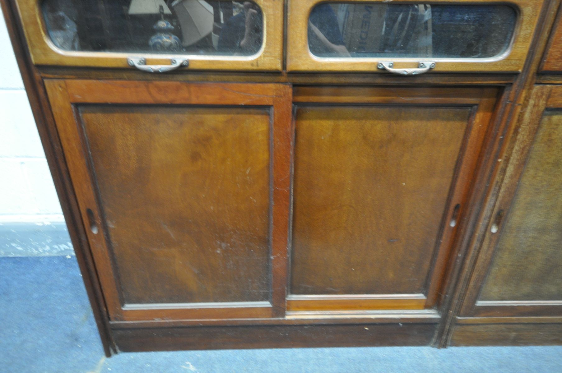 A PAIR OF EARLY 20TH CENTURY MAHOGANY HABERDASHERY CABINETS, made up of sixteen glass fronted - Bild 5 aus 6