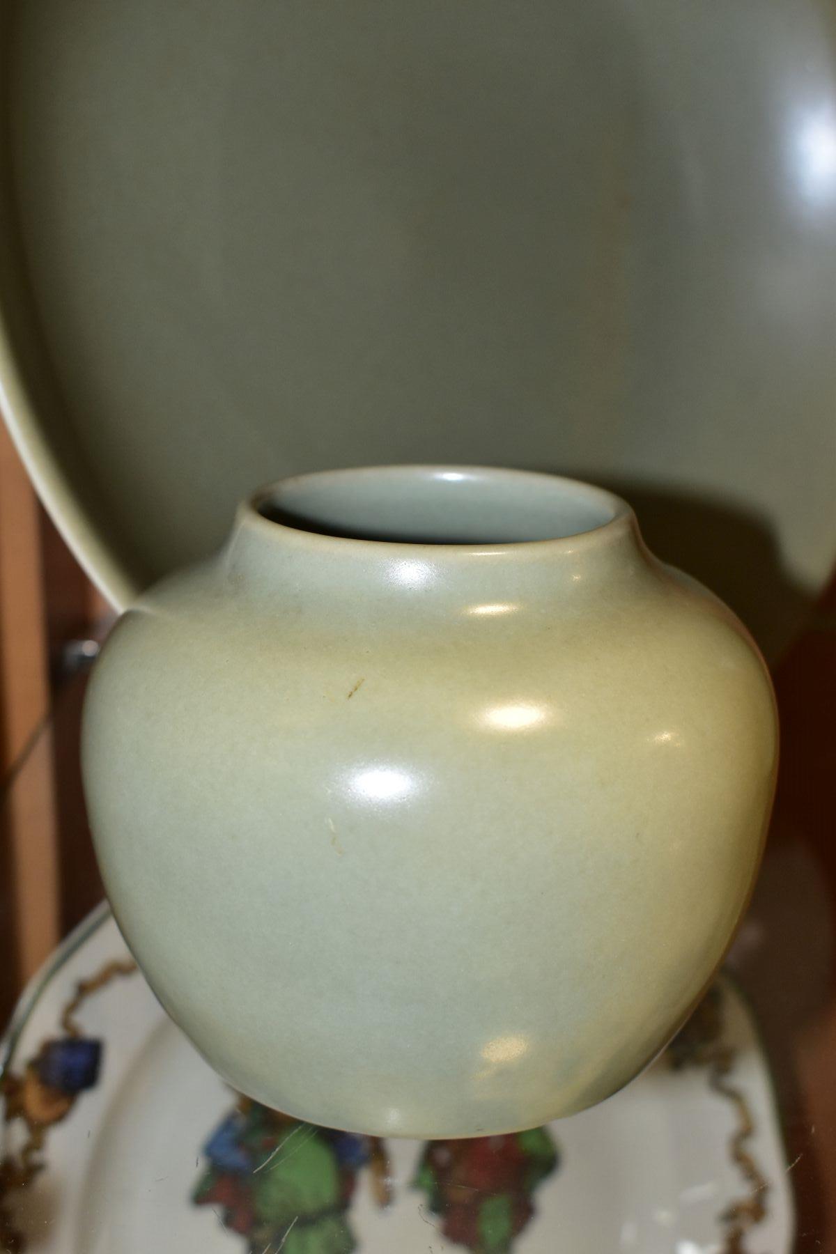 THREE PIECES OF BULLER'S ART POTTERY, by Agnete Hoy, with mottled pale sage green glaze, - Bild 2 aus 6