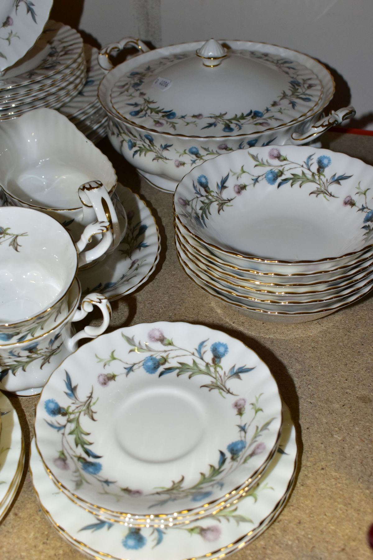 A ROYAL ALBERT 'BRIGADOON' PART DINNER SET, comprising of two covered tureens, sauceboat and - Image 4 of 5