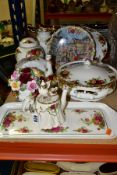 A GROUP OF ROYAL ALBERT OLD COUNTRY ROSES GIFTWARES AND DINNERWARES, comprising a small novelty